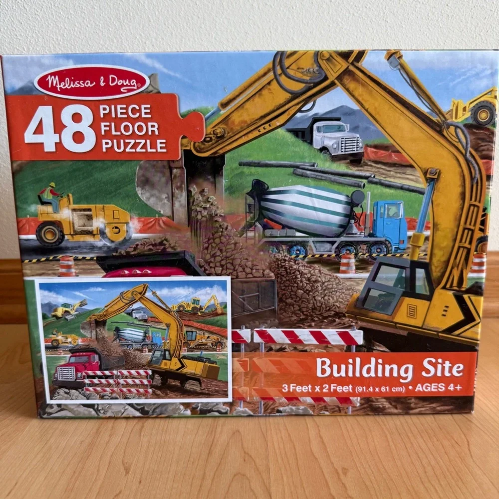 Melissa & Doug 48-Piece Building Site Floor Jigsaw Puzzle, 3 ft x 2 ft, Ages 4+